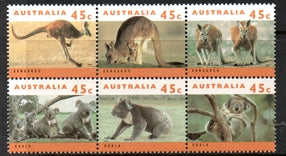 SG#1453-58 Kangaroos & Koalas Block of 6
