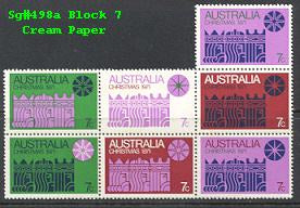 Sg#504a Scott#508 1971 Christmas Block 7 [Cream Paper]