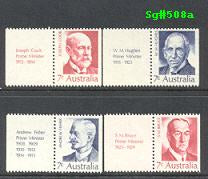 Sg#508b Scott#N/A  7¢ Prime Ministers with Tabs [4]
