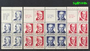 Sg#508a Scott#N/A 7¢ Prime Ministers Booklet Panes