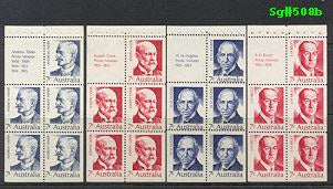 Sg#508a Scott#N/A  7¢ Prime Ministers Booklet Panes