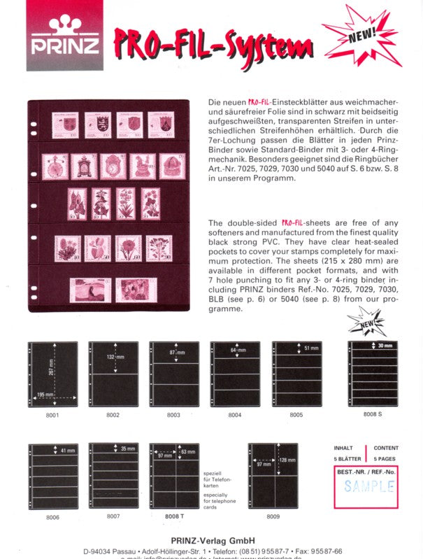PRO-FIL Stock Sheets 5 pcs BLACK