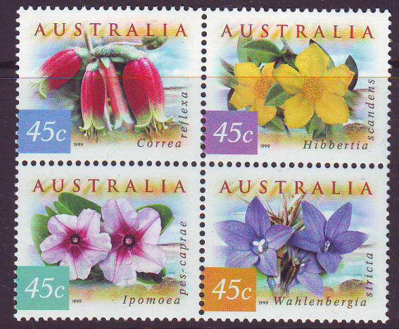 Sg#1854a Scott#1737a Coastal Flowers Se-tenant Block 4 MNH