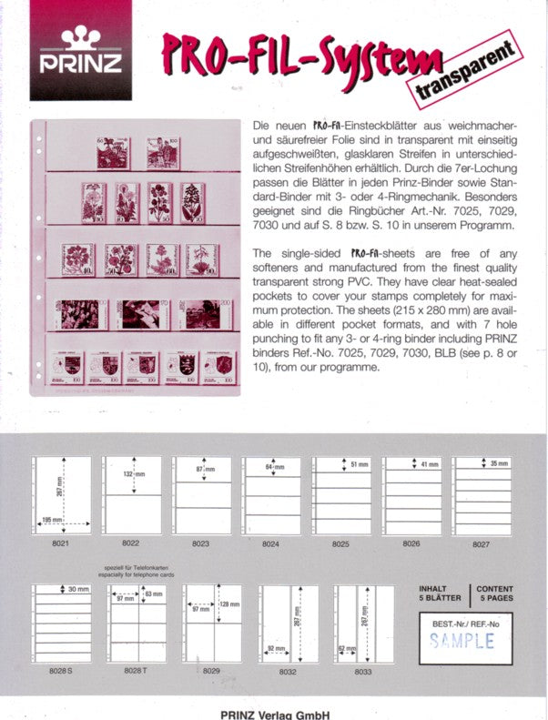 PRO-FIL Stock Sheets 5 pcs CLEAR